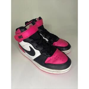 Nike Court Borough Mid 2 Pink Black White Sneakers Youth Size 13C